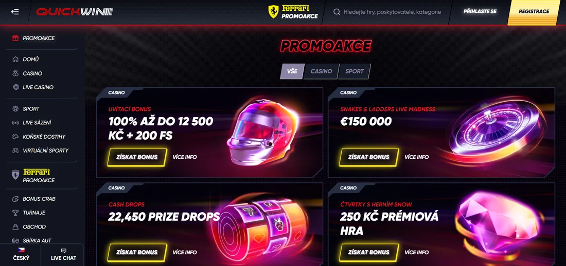 Bonusy a promo kódy v Quickwin 