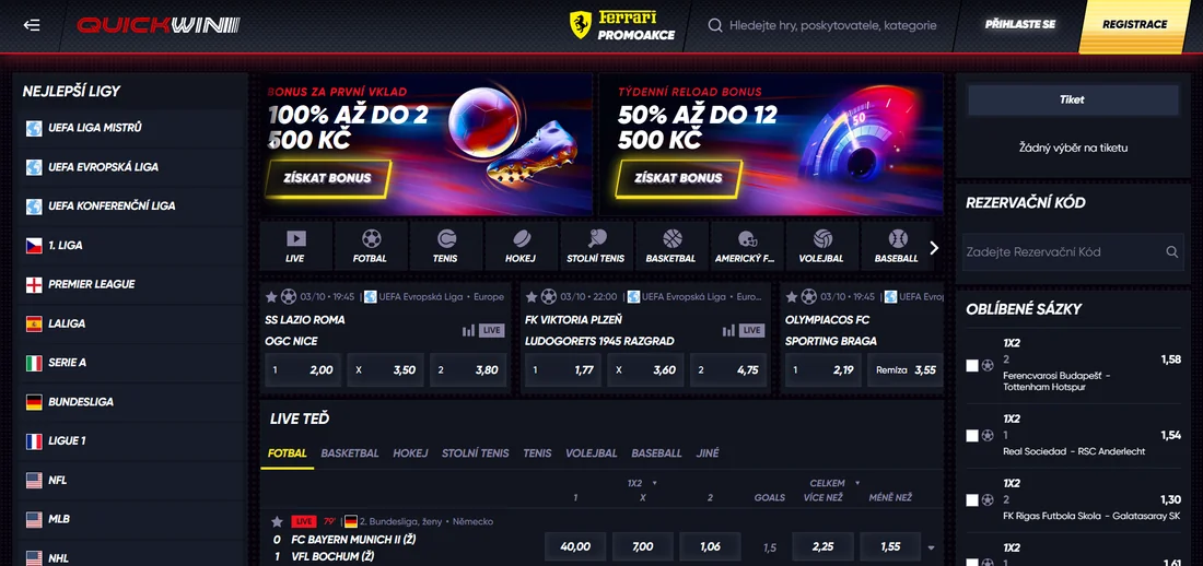 Výhody bookmakera Quickwin Sázková kancelář Quickwin
