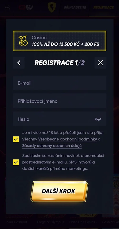 vytvořit účet
